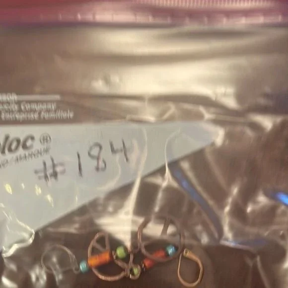 Hand Crafted Artisan Earrings Copper Peace Sign Hippie Boho Colorful # 184 - Picture 7 of 7